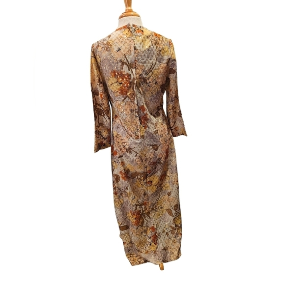 Leslie Pomer Vintage 1960s Maxi Hostess Dress Grannycore - Picture 2 of 9